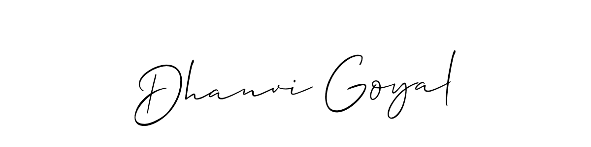if you are searching for the best signature style for your name Dhanvi Goyal. so please give up your signature search. here we have designed multiple signature styles  using Allison_Script. Dhanvi Goyal signature style 2 images and pictures png