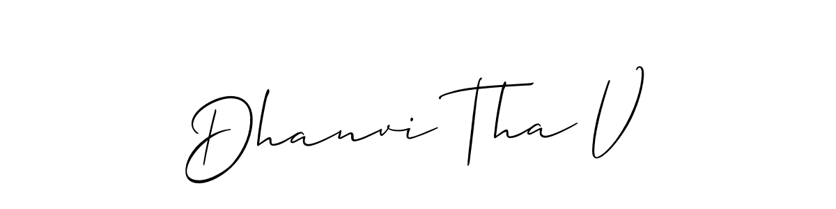 It looks lik you need a new signature style for name Dhanvi Tha V. Design unique handwritten (Allison_Script) signature with our free signature maker in just a few clicks. Dhanvi Tha V signature style 2 images and pictures png