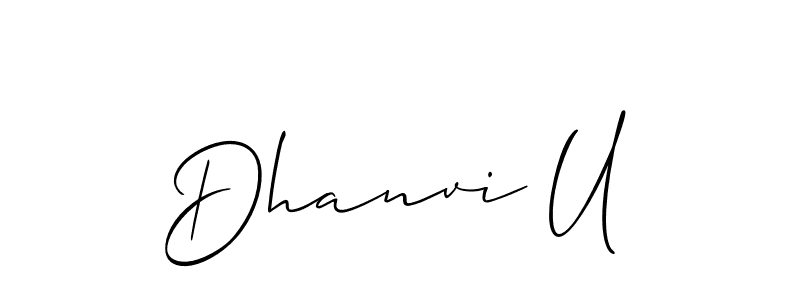 The best way (Allison_Script) to make a short signature is to pick only two or three words in your name. The name Dhanvi U include a total of six letters. For converting this name. Dhanvi U signature style 2 images and pictures png