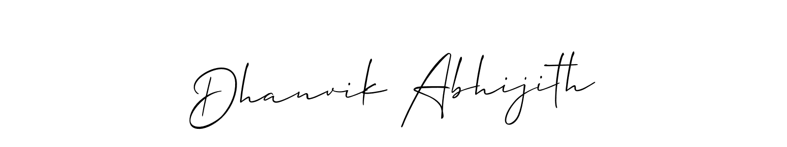 The best way (Allison_Script) to make a short signature is to pick only two or three words in your name. The name Dhanvik Abhijith include a total of six letters. For converting this name. Dhanvik Abhijith signature style 2 images and pictures png