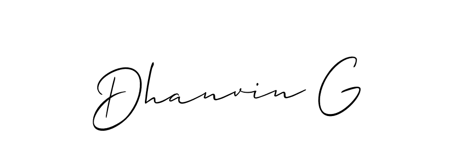 Design your own signature with our free online signature maker. With this signature software, you can create a handwritten (Allison_Script) signature for name Dhanvin G. Dhanvin G signature style 2 images and pictures png