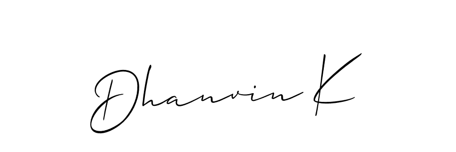 Also we have Dhanvin K name is the best signature style. Create professional handwritten signature collection using Allison_Script autograph style. Dhanvin K signature style 2 images and pictures png