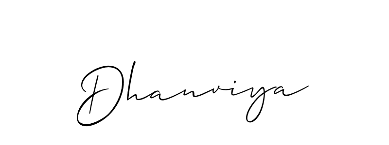 Make a beautiful signature design for name Dhanviya. With this signature (Allison_Script) style, you can create a handwritten signature for free. Dhanviya signature style 2 images and pictures png