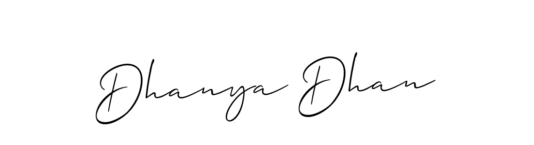 Make a beautiful signature design for name Dhanya Dhan. With this signature (Allison_Script) style, you can create a handwritten signature for free. Dhanya Dhan signature style 2 images and pictures png