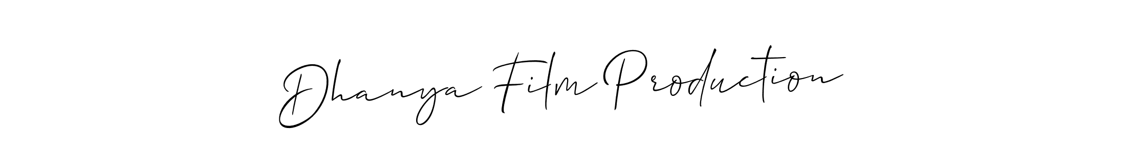 The best way (Allison_Script) to make a short signature is to pick only two or three words in your name. The name Dhanya Film Production include a total of six letters. For converting this name. Dhanya Film Production signature style 2 images and pictures png