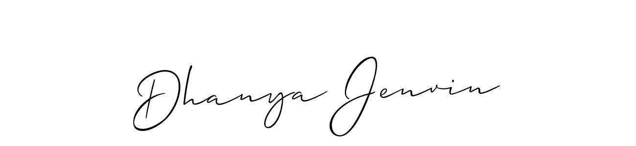 Also You can easily find your signature by using the search form. We will create Dhanya Jenvin name handwritten signature images for you free of cost using Allison_Script sign style. Dhanya Jenvin signature style 2 images and pictures png