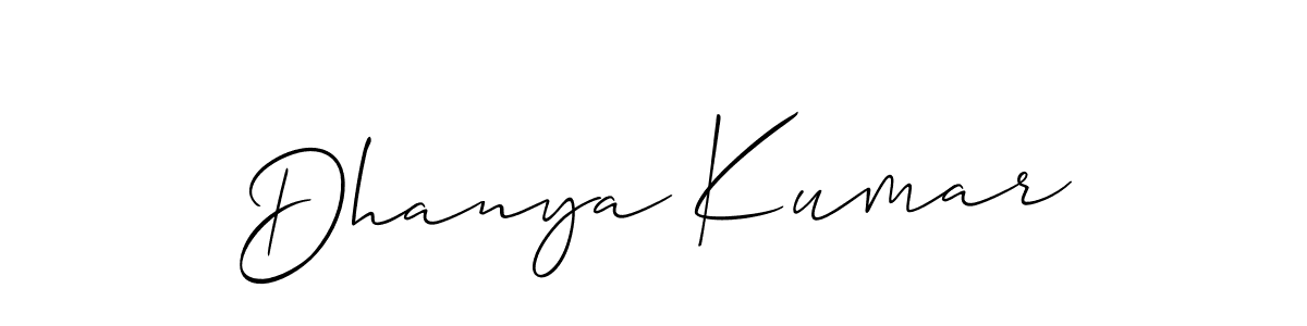 Make a beautiful signature design for name Dhanya Kumar. With this signature (Allison_Script) style, you can create a handwritten signature for free. Dhanya Kumar signature style 2 images and pictures png