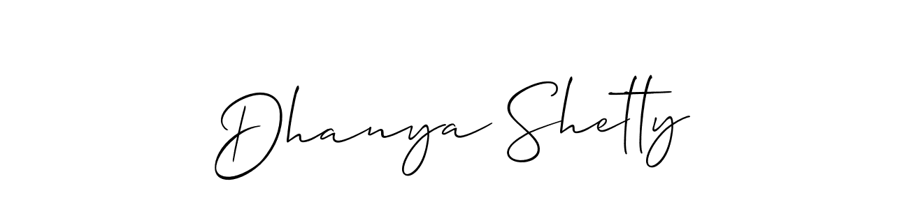 How to make Dhanya Shetty signature? Allison_Script is a professional autograph style. Create handwritten signature for Dhanya Shetty name. Dhanya Shetty signature style 2 images and pictures png