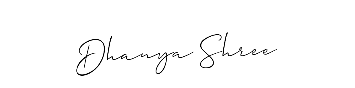 Create a beautiful signature design for name Dhanya Shree. With this signature (Allison_Script) fonts, you can make a handwritten signature for free. Dhanya Shree signature style 2 images and pictures png