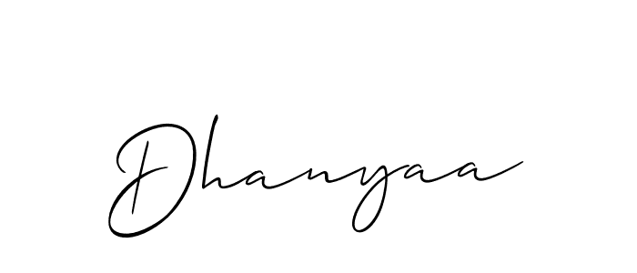 Also we have Dhanyaa name is the best signature style. Create professional handwritten signature collection using Allison_Script autograph style. Dhanyaa signature style 2 images and pictures png