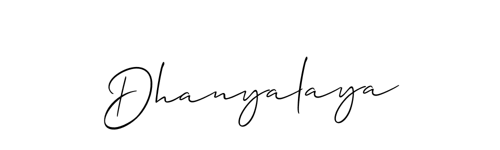Make a beautiful signature design for name Dhanyalaya. With this signature (Allison_Script) style, you can create a handwritten signature for free. Dhanyalaya signature style 2 images and pictures png