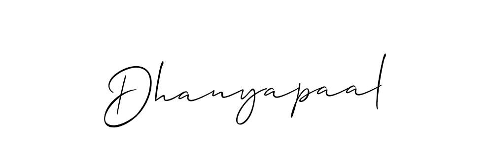 Also we have Dhanyapaal name is the best signature style. Create professional handwritten signature collection using Allison_Script autograph style. Dhanyapaal signature style 2 images and pictures png