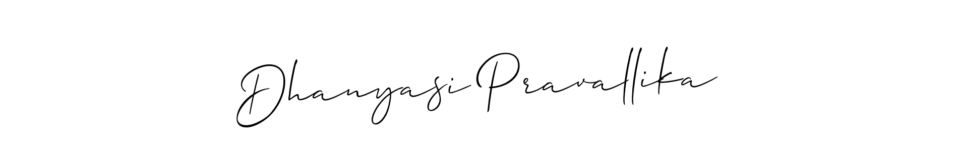 Make a short Dhanyasi Pravallika signature style. Manage your documents anywhere anytime using Allison_Script. Create and add eSignatures, submit forms, share and send files easily. Dhanyasi Pravallika signature style 2 images and pictures png