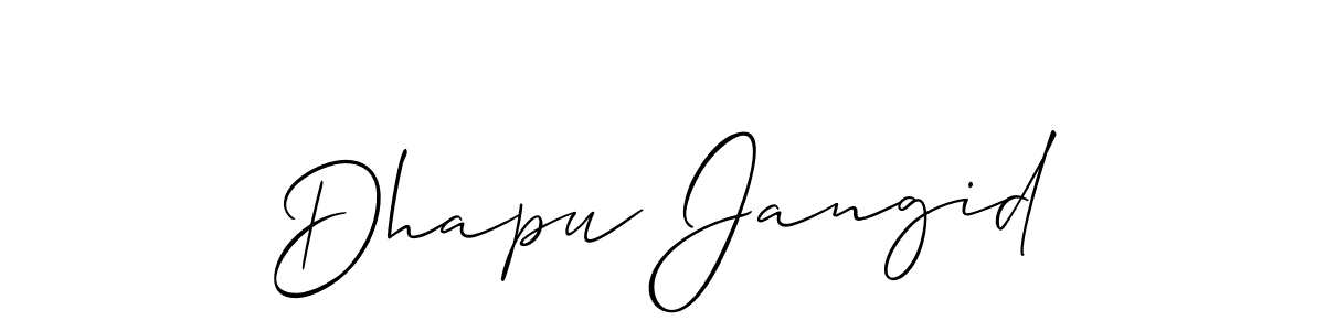 Make a beautiful signature design for name Dhapu Jangid. With this signature (Allison_Script) style, you can create a handwritten signature for free. Dhapu Jangid signature style 2 images and pictures png