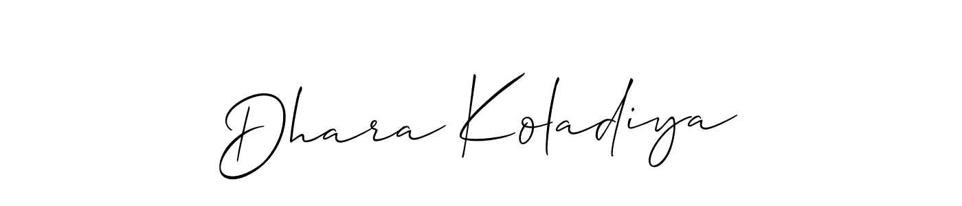 You should practise on your own different ways (Allison_Script) to write your name (Dhara Koladiya) in signature. don't let someone else do it for you. Dhara Koladiya signature style 2 images and pictures png