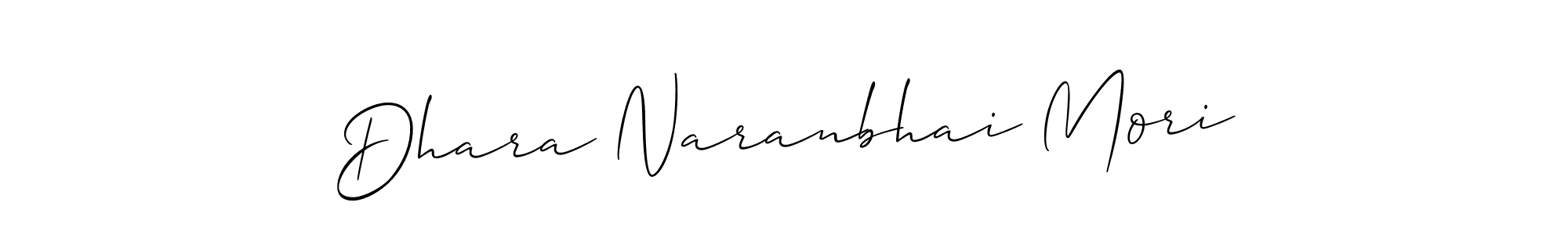 Make a beautiful signature design for name Dhara Naranbhai Mori. With this signature (Allison_Script) style, you can create a handwritten signature for free. Dhara Naranbhai Mori signature style 2 images and pictures png