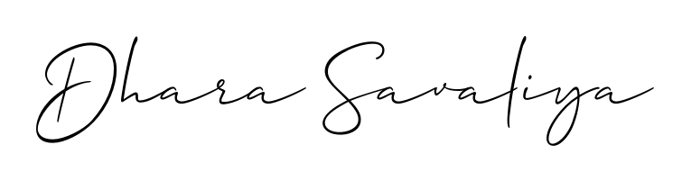 The Allison_Script typeface gives name Dhara Savaliya a refined look. Suitable for certificates, diplomas, and official verification. Dhara Savaliya signature style 2 images and pictures png