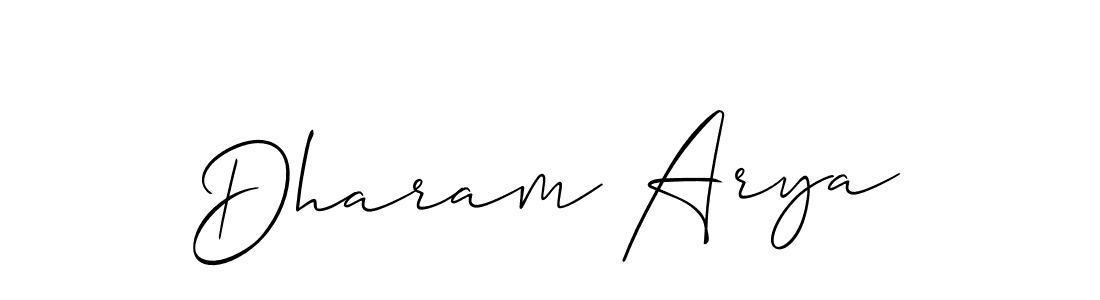 Allison_Script is a professional signature style that is perfect for those who want to add a touch of class to their signature. It is also a great choice for those who want to make their signature more unique. Get Dharam Arya name to fancy signature for free. Dharam Arya signature style 2 images and pictures png