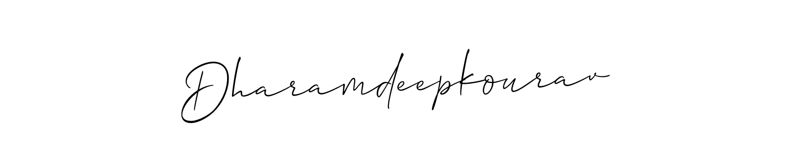 Allison_Script is a professional signature style that is perfect for those who want to add a touch of class to their signature. It is also a great choice for those who want to make their signature more unique. Get Dharamdeepkourav name to fancy signature for free. Dharamdeepkourav signature style 2 images and pictures png