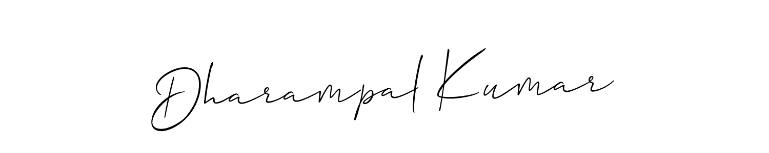 The best way (Allison_Script) to make a short signature is to pick only two or three words in your name. The name Dharampal Kumar include a total of six letters. For converting this name. Dharampal Kumar signature style 2 images and pictures png