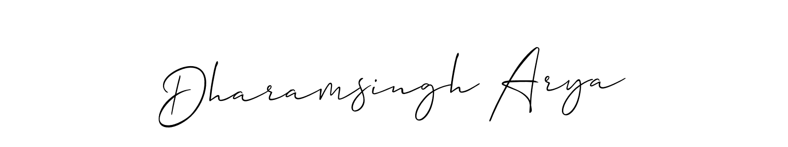 Make a beautiful signature design for name Dharamsingh Arya. With this signature (Allison_Script) style, you can create a handwritten signature for free. Dharamsingh Arya signature style 2 images and pictures png