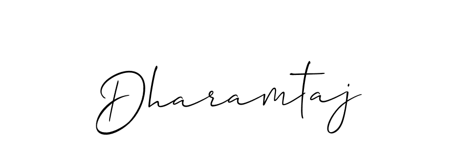 Create a beautiful signature design for name Dharamtaj. With this signature (Allison_Script) fonts, you can make a handwritten signature for free. Dharamtaj signature style 2 images and pictures png