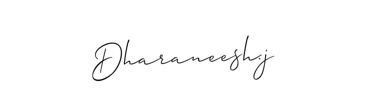 Make a beautiful signature design for name Dharaneesh.j. With this signature (Allison_Script) style, you can create a handwritten signature for free. Dharaneesh.j signature style 2 images and pictures png