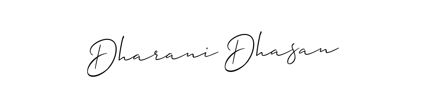 Allison_Script is a professional signature style that is perfect for those who want to add a touch of class to their signature. It is also a great choice for those who want to make their signature more unique. Get Dharani Dhasan name to fancy signature for free. Dharani Dhasan signature style 2 images and pictures png