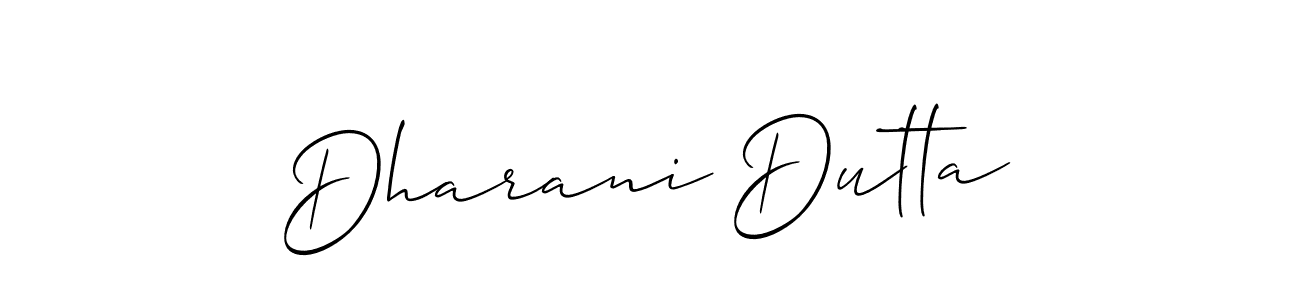 Create a beautiful signature design for name Dharani Dutta. With this signature (Allison_Script) fonts, you can make a handwritten signature for free. Dharani Dutta signature style 2 images and pictures png
