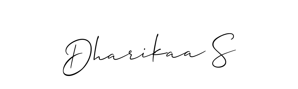 Allison_Script is a professional signature style that is perfect for those who want to add a touch of class to their signature. It is also a great choice for those who want to make their signature more unique. Get Dharikaa S name to fancy signature for free. Dharikaa S signature style 2 images and pictures png