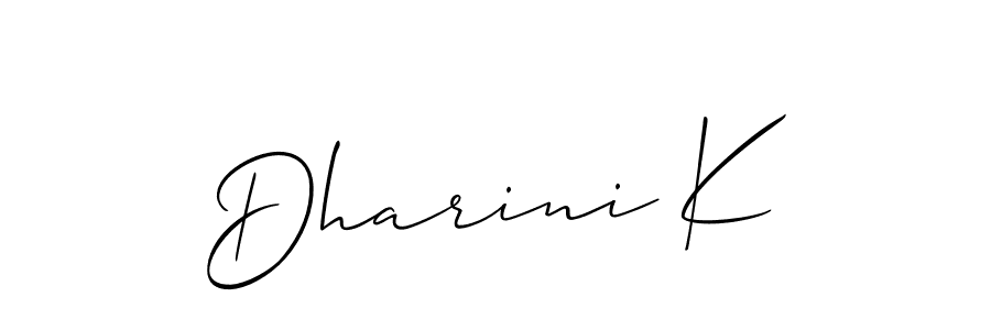 Make a beautiful signature design for name Dharini K. With this signature (Allison_Script) style, you can create a handwritten signature for free. Dharini K signature style 2 images and pictures png