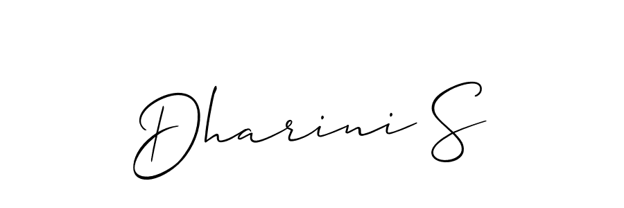 Also You can easily find your signature by using the search form. We will create Dharini S name handwritten signature images for you free of cost using Allison_Script sign style. Dharini S signature style 2 images and pictures png