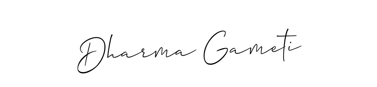 Similarly Allison_Script is the best handwritten signature design. Signature creator online .You can use it as an online autograph creator for name Dharma Gameti. Dharma Gameti signature style 2 images and pictures png