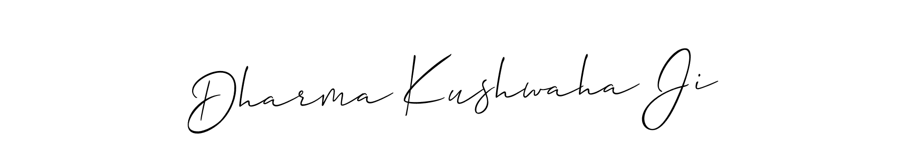 Allison_Script is a professional signature style that is perfect for those who want to add a touch of class to their signature. It is also a great choice for those who want to make their signature more unique. Get Dharma Kushwaha Ji name to fancy signature for free. Dharma Kushwaha Ji signature style 2 images and pictures png