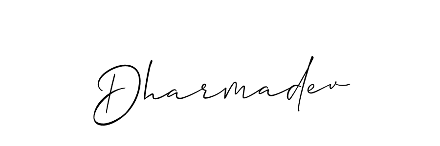 The best way (Allison_Script) to make a short signature is to pick only two or three words in your name. The name Dharmadev include a total of six letters. For converting this name. Dharmadev signature style 2 images and pictures png