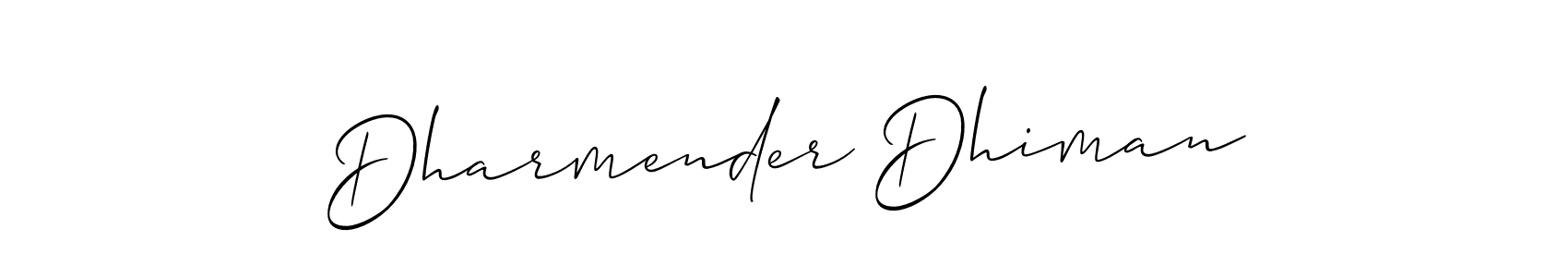 How to Draw Dharmender Dhiman signature style? Allison_Script is a latest design signature styles for name Dharmender Dhiman. Dharmender Dhiman signature style 2 images and pictures png