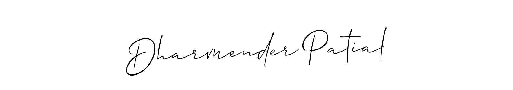 Design your own signature with our free online signature maker. With this signature software, you can create a handwritten (Allison_Script) signature for name Dharmender Patial. Dharmender Patial signature style 2 images and pictures png