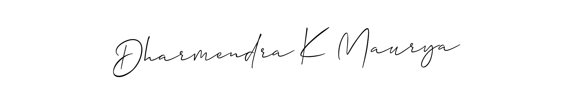 The best way (Allison_Script) to make a short signature is to pick only two or three words in your name. The name Dharmendra K Maurya include a total of six letters. For converting this name. Dharmendra K Maurya signature style 2 images and pictures png