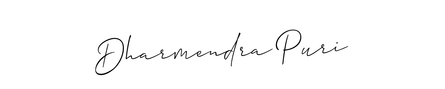 How to make Dharmendra Puri signature? Allison_Script is a professional autograph style. Create handwritten signature for Dharmendra Puri name. Dharmendra Puri signature style 2 images and pictures png