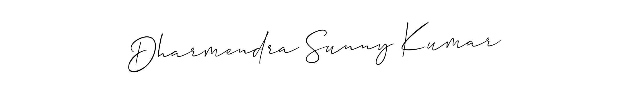 How to make Dharmendra Sunny Kumar name signature. Use Allison_Script style for creating short signs online. This is the latest handwritten sign. Dharmendra Sunny Kumar signature style 2 images and pictures png