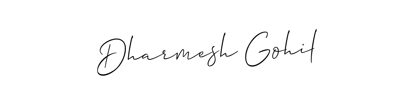 Allison_Script is a professional signature style that is perfect for those who want to add a touch of class to their signature. It is also a great choice for those who want to make their signature more unique. Get Dharmesh Gohil name to fancy signature for free. Dharmesh Gohil signature style 2 images and pictures png