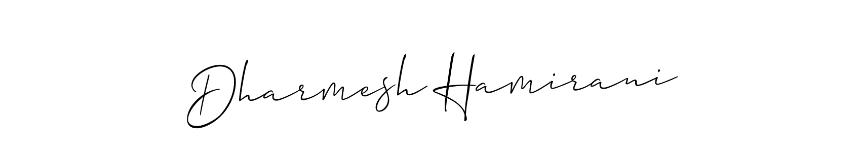 Create a beautiful signature design for name Dharmesh Hamirani. With this signature (Allison_Script) fonts, you can make a handwritten signature for free. Dharmesh Hamirani signature style 2 images and pictures png
