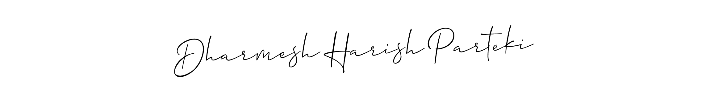 How to make Dharmesh Harish Parteki name signature. Use Allison_Script style for creating short signs online. This is the latest handwritten sign. Dharmesh Harish Parteki signature style 2 images and pictures png