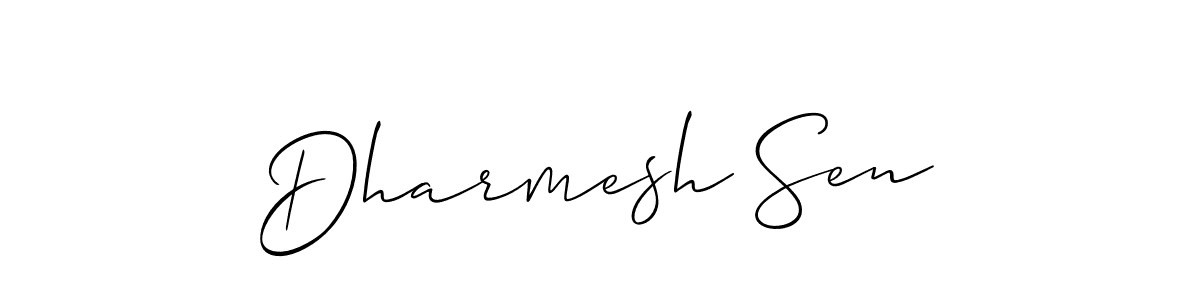 The best way (Allison_Script) to make a short signature is to pick only two or three words in your name. The name Dharmesh Sen include a total of six letters. For converting this name. Dharmesh Sen signature style 2 images and pictures png
