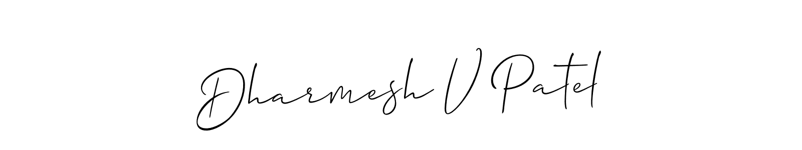 Create a beautiful signature design for name Dharmesh V Patel. With this signature (Allison_Script) fonts, you can make a handwritten signature for free. Dharmesh V Patel signature style 2 images and pictures png