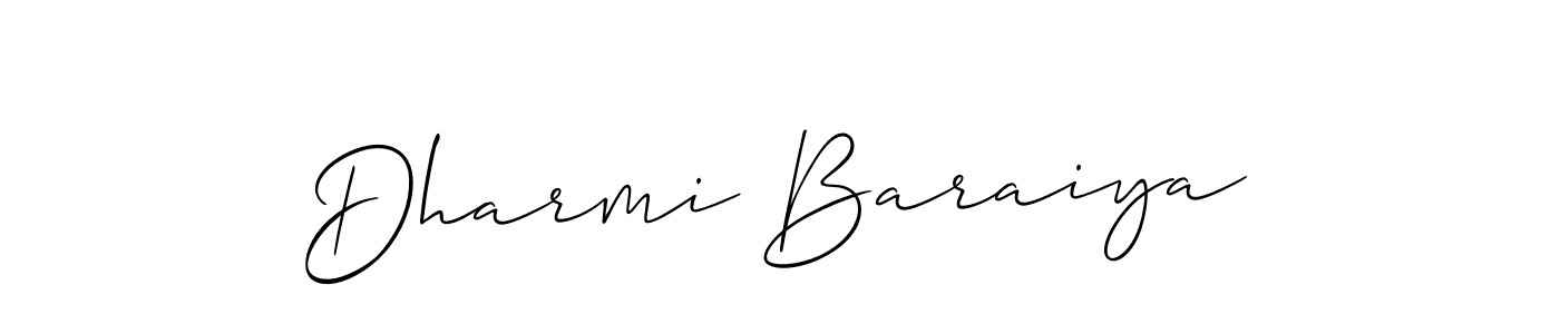 It looks lik you need a new signature style for name Dharmi Baraiya. Design unique handwritten (Allison_Script) signature with our free signature maker in just a few clicks. Dharmi Baraiya signature style 2 images and pictures png