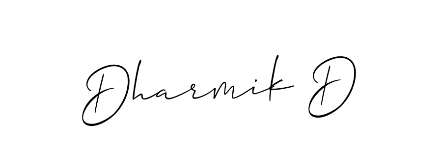 The best way (Allison_Script) to make a short signature is to pick only two or three words in your name. The name Dharmik D include a total of six letters. For converting this name. Dharmik D signature style 2 images and pictures png
