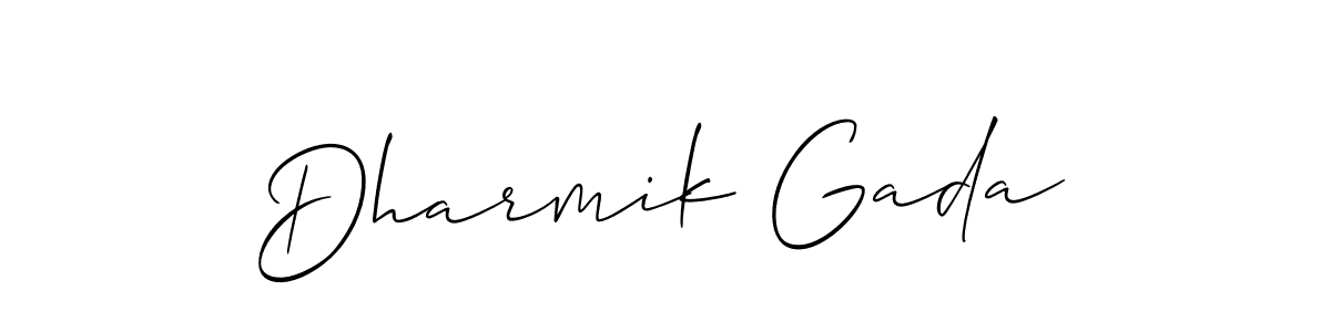 Dharmik Gada stylish signature style. Best Handwritten Sign (Allison_Script) for my name. Handwritten Signature Collection Ideas for my name Dharmik Gada. Dharmik Gada signature style 2 images and pictures png