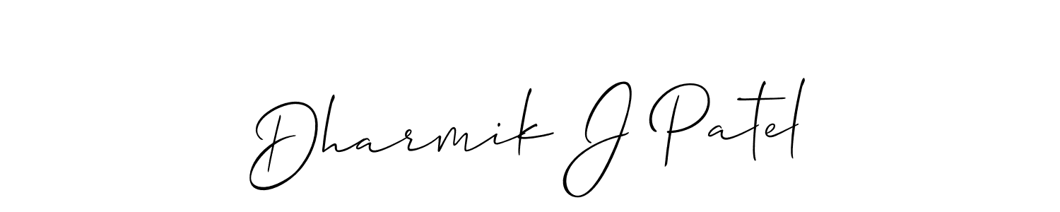 Create a beautiful signature design for name Dharmik J Patel. With this signature (Allison_Script) fonts, you can make a handwritten signature for free. Dharmik J Patel signature style 2 images and pictures png