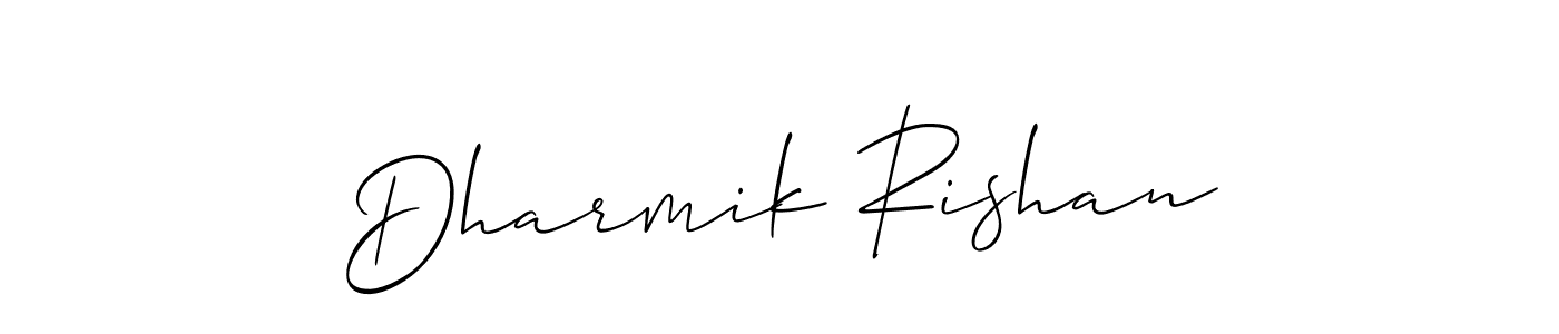 Make a beautiful signature design for name Dharmik Rishan. With this signature (Allison_Script) style, you can create a handwritten signature for free. Dharmik Rishan signature style 2 images and pictures png